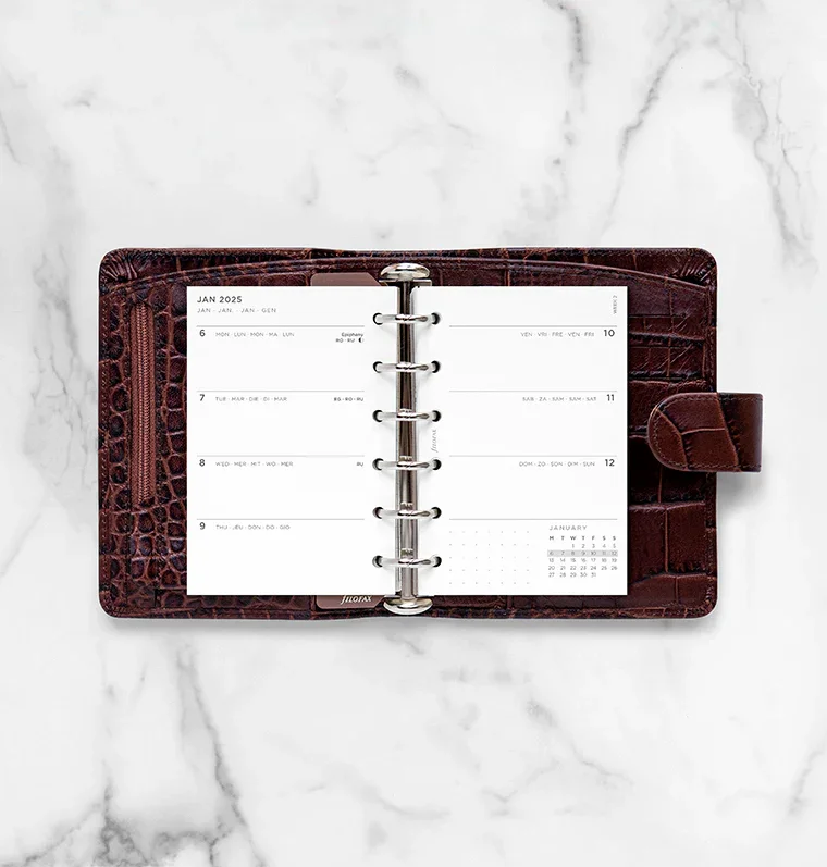 Filofax Refill for Organizer, Pocket, for 2025, 1 week on 2 pages