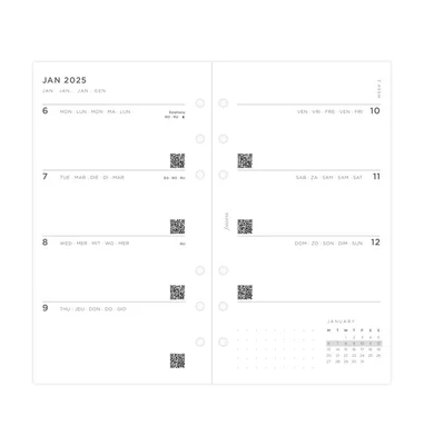 Filofax Refill for Organizer, Personal, for 2025, One Week on Two Pages