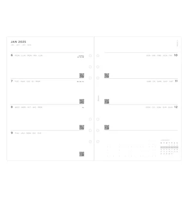 Filofax Organizer Refill, A5, for 2025, 1 week on 2 pages
