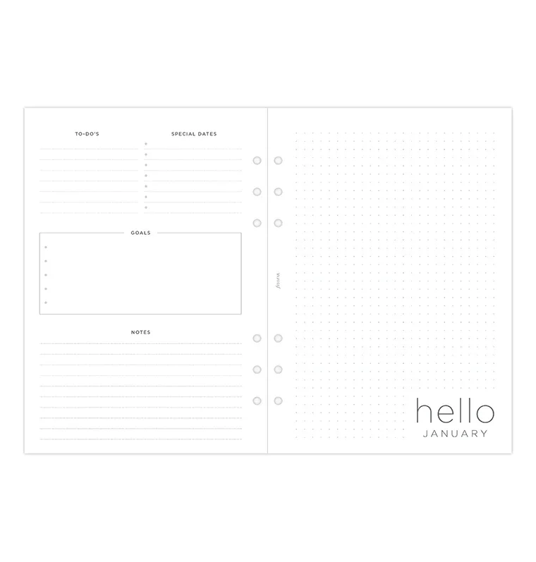 Filofax Organizer Refill, A5, for 2025, 1 week on 2 pages