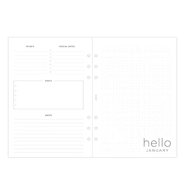 Filofax Organizer Refill, A5, for 2025, 1 week on 2 pages
