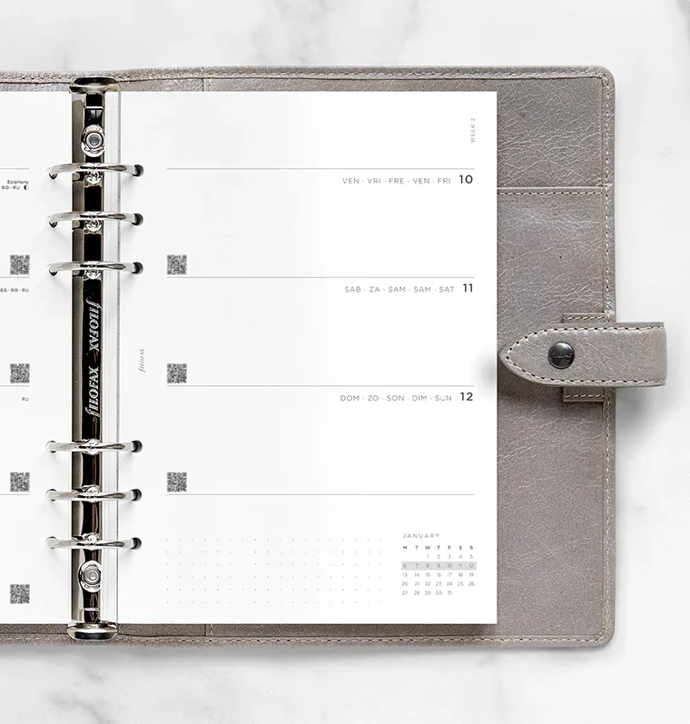 Filofax Organizer Refill, A5, for 2025, 1 week on 2 pages
