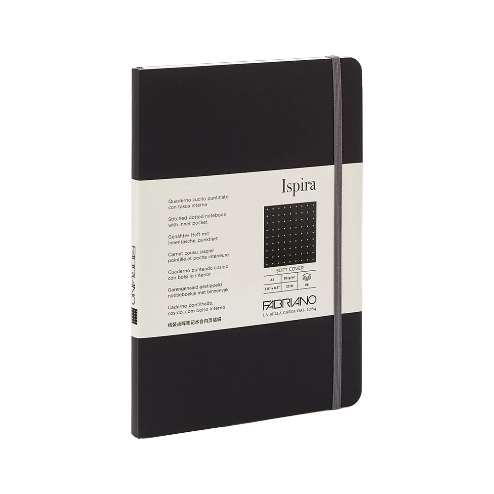 Fabriano Notebook Ispira, A5, dotted, stitched, softcover, 96 sheets, black