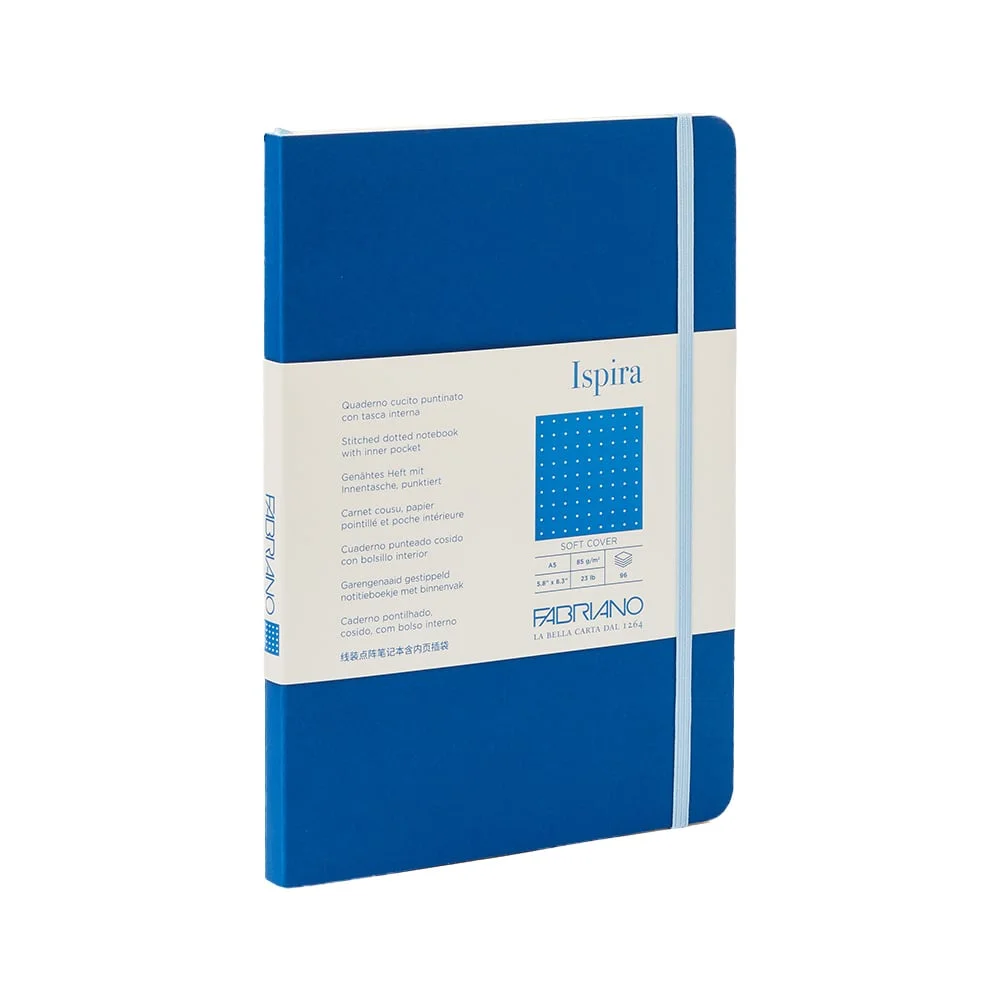 Fabriano Notebook Ispira, A5, dotted, stitched, soft cover, 96 sheets, blue