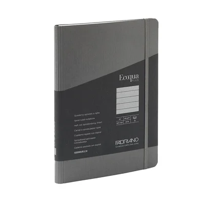 Fabriano Notebook Ecoqua+, A5, cardboard cover, concealed spiral, 70 sheets, anthracite