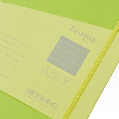 Fabriano Notebook Ecoqua+, A5, cardboard cover, hidden spiral, 70 sheets, lime