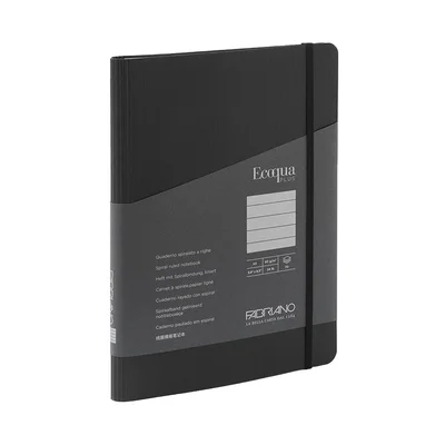 Fabriano Notebook Ecoqua+, A5, Cardboard Cover, Concealed Spiral, 70 Sheets, Black