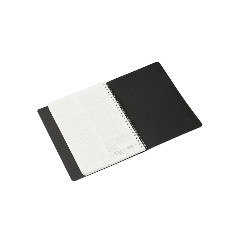 Fabriano Notebook Ecoqua+, A5, Cardboard Cover, Concealed Spiral, 70 Sheets, Black