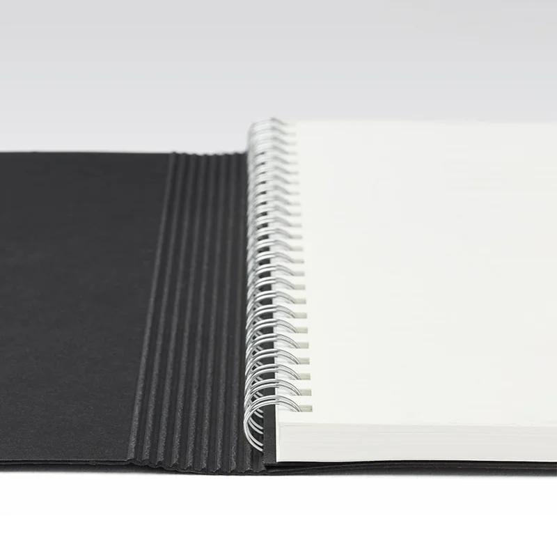 Fabriano Notebook Ecoqua+, A5, Cardboard Cover, Concealed Spiral, 70 Sheets, Black