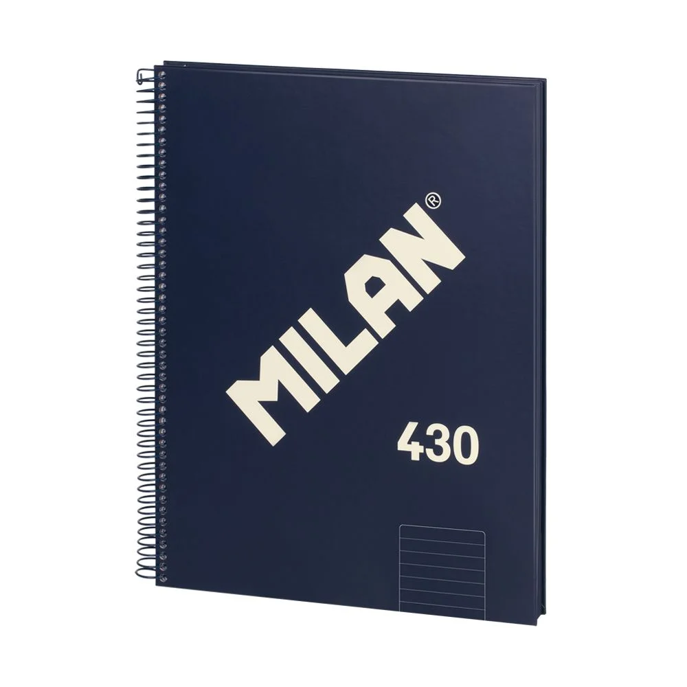 Milan Notebook 1918, A4, wide ruled, hard cover, spiral, 80 sheets, dark blue