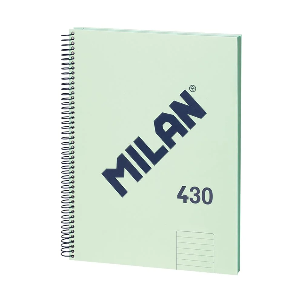 Milan Notebook 1918, A4, wide ruled, hardcover, spiral, 80 sheets, green