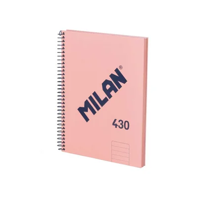 Milan Notebook 1918, A5, wide ruled, hardcover, spiral, 80 sheets, pink