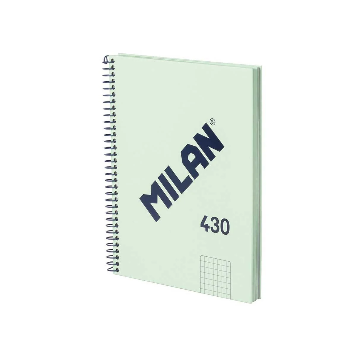 Milan Notebook 1918, A5, small squares, hard cover, spiral, 80 sheets, green