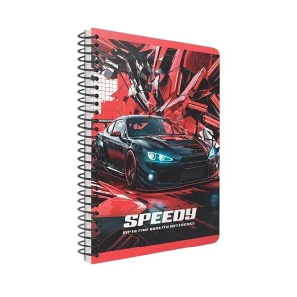 Gipta Notebook Speedy, A4, white paper, wide ruled, PP cover, spiral, 80 sheets