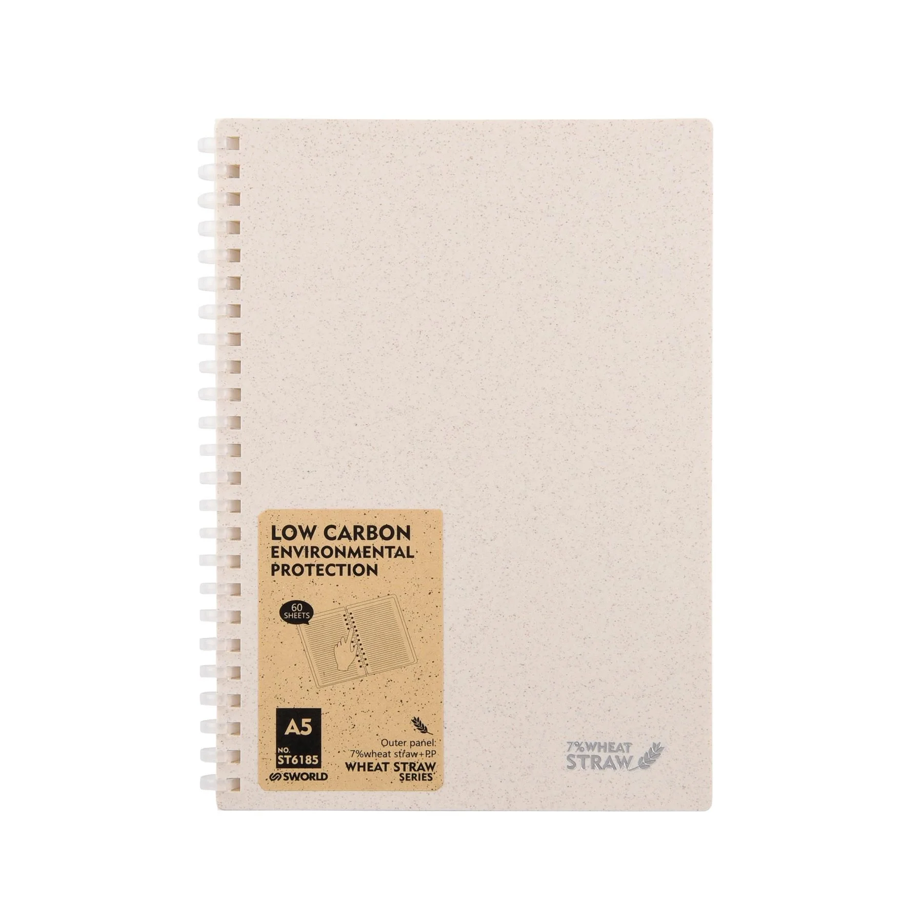 Sworld Notebook Wheat Straw, A5, spiral, 60 sheets, white