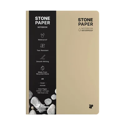 Art Pioneer Тетрадка Stone Paper, A5, твърда корица, 88 листа, бежова