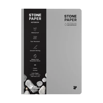 Art Pioneer Notebook Stone Paper, A5, hardcover, 88 sheets, grey