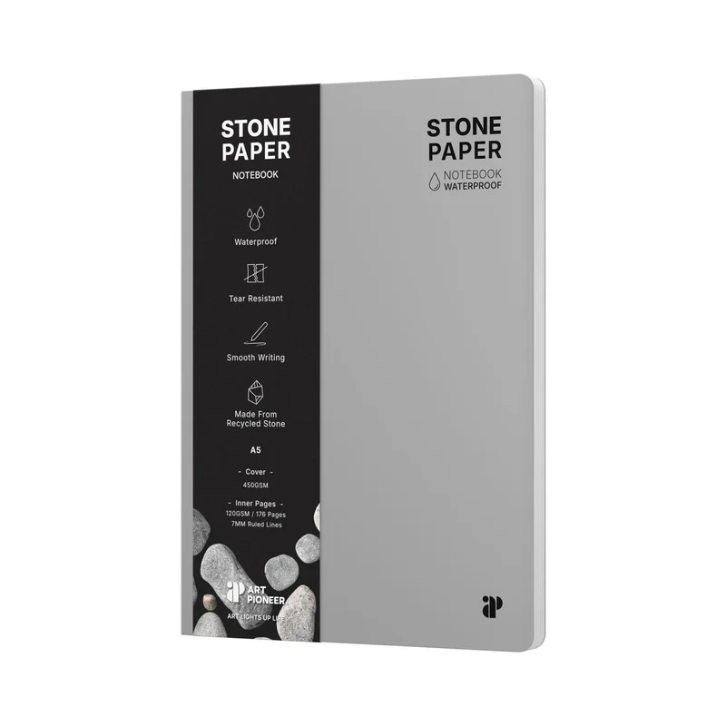 Art Pioneer Notebook Stone Paper, A5, hardcover, 88 sheets, grey