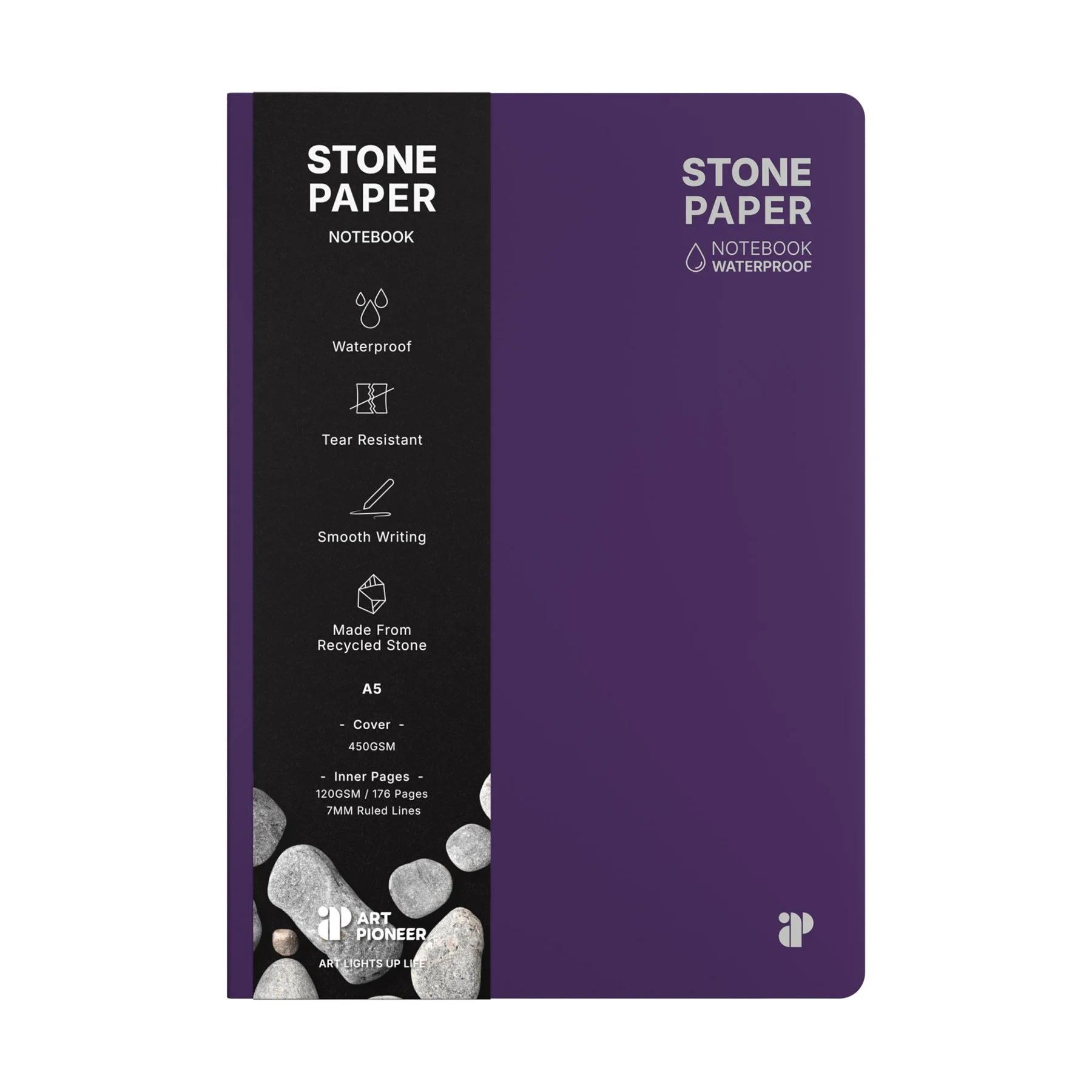 Art Pioneer Notebook Stone Paper, A5, hardcover, 88 sheets, purple