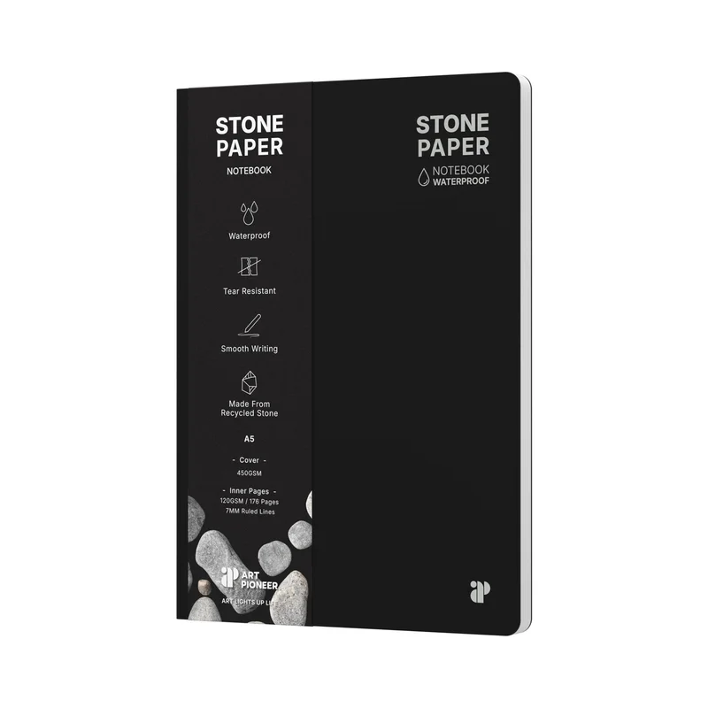 Art Pioneer Notebook Stone Paper, A5, hardcover, 88 sheets, black