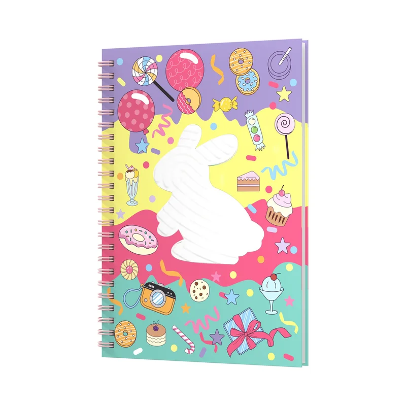 Art Pioneer Notebook Rabbit, A5, wide ruled, hardcover, spiral-bound, 80 sheets
