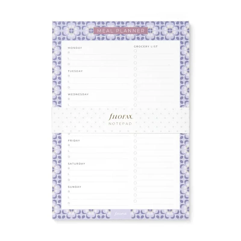 Filofax Planner Pad Mediterranean, meal planner, with magnet