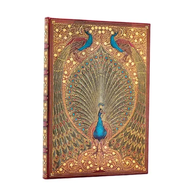 Paperblanks Notebook Hafiz's Peacocks, Midi, wide ruled, hardcover, 72 sheets
