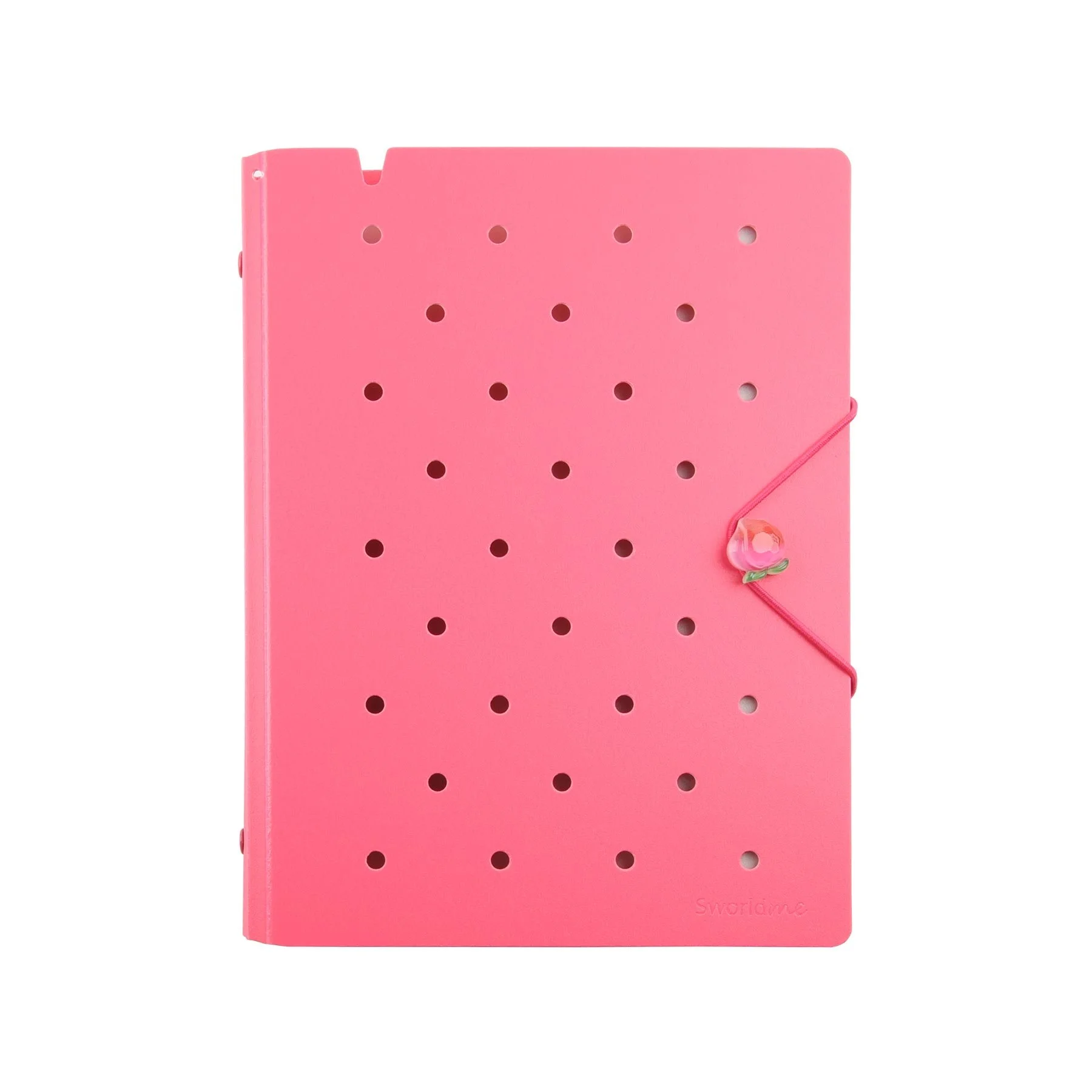 Sworld Notebook ME, A5, with 6 rings, elastic, white sheets, 40 sheets, red