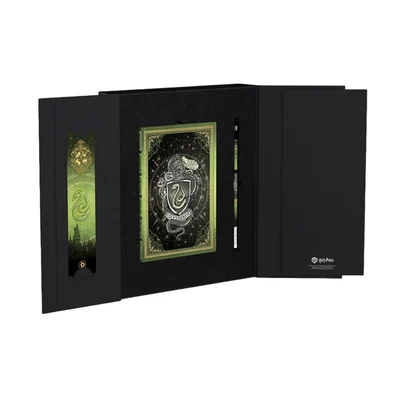 Paperblanks Подаръчен комплект Slytherin, тефтер Midi, книгоразделител и молив