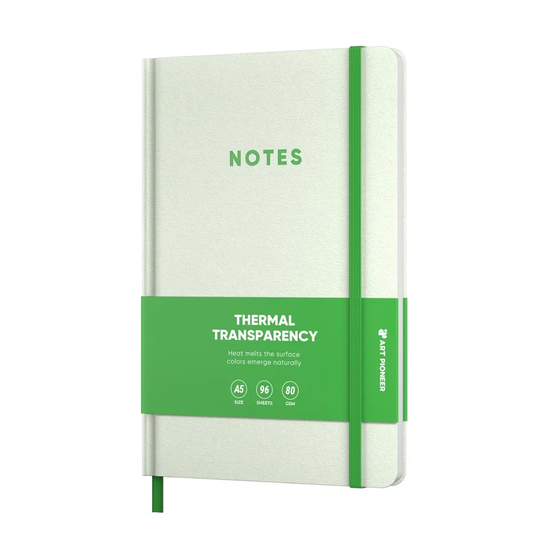 Art Pioneer Notepad, A5, hardcover, with elastic band, 96 sheets, green