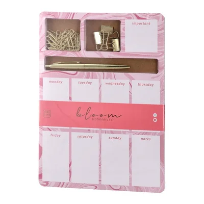 Biro Time Opal Weekly Planner, with stationery, 48 sheets, pink