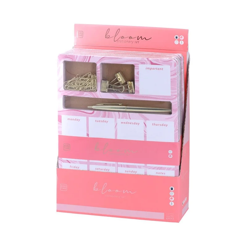 Biro Time Opal Weekly Planner, with stationery, 48 sheets, pink
