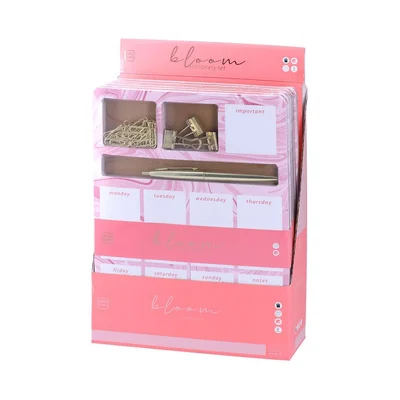 Biro Time Opal Weekly Planner, with stationery, 48 sheets, pink