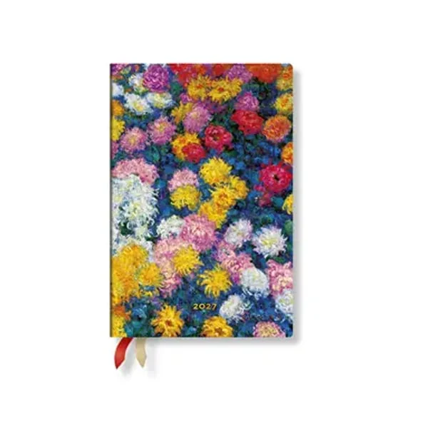 Paperblanks Планер Monet's Chrysanthemums, Mini, хоризонтален, твърда корица, 88 листа, за 2027 година
