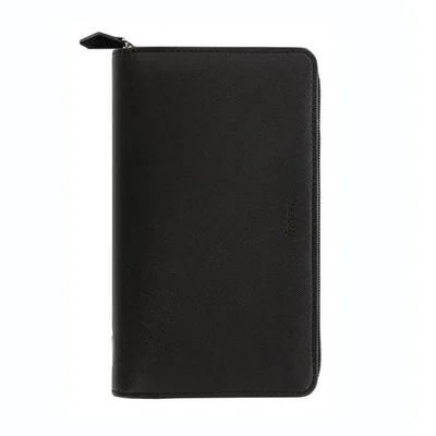 Filofax Organiser Saffiano Personal Compact, with zipper, black