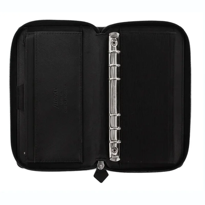 Filofax Organiser Saffiano Personal Compact, with zipper, black