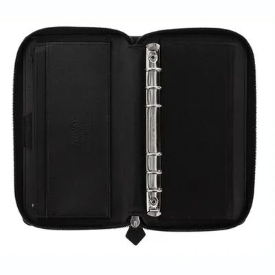 Filofax Organiser Saffiano Personal Compact, with zipper, black