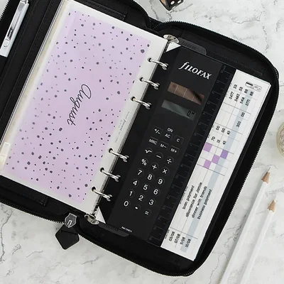 Filofax Organiser Saffiano Personal Compact, with zipper, black