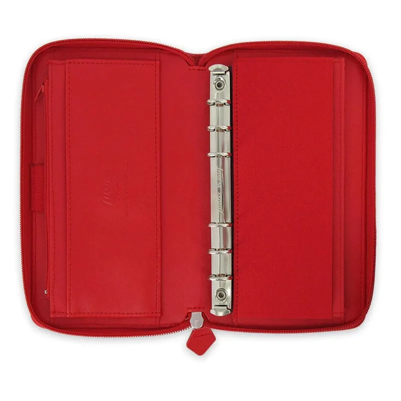 Filofax Organizer Saffiano Personal Compact, with zipper, red