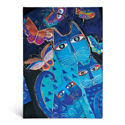 Paperblanks Notebook Blue Cats and Butterflies, Midi, hardcover, 80 sheets