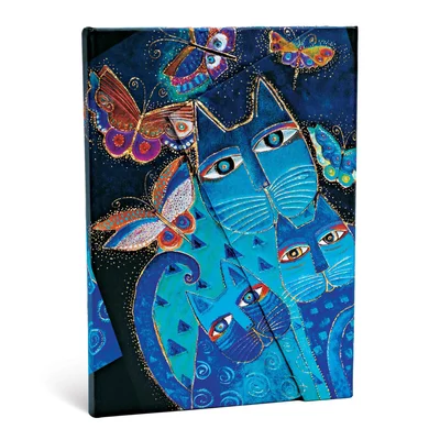 Paperblanks Notebook Blue Cats and Butterflies, Midi, hardcover, 80 sheets