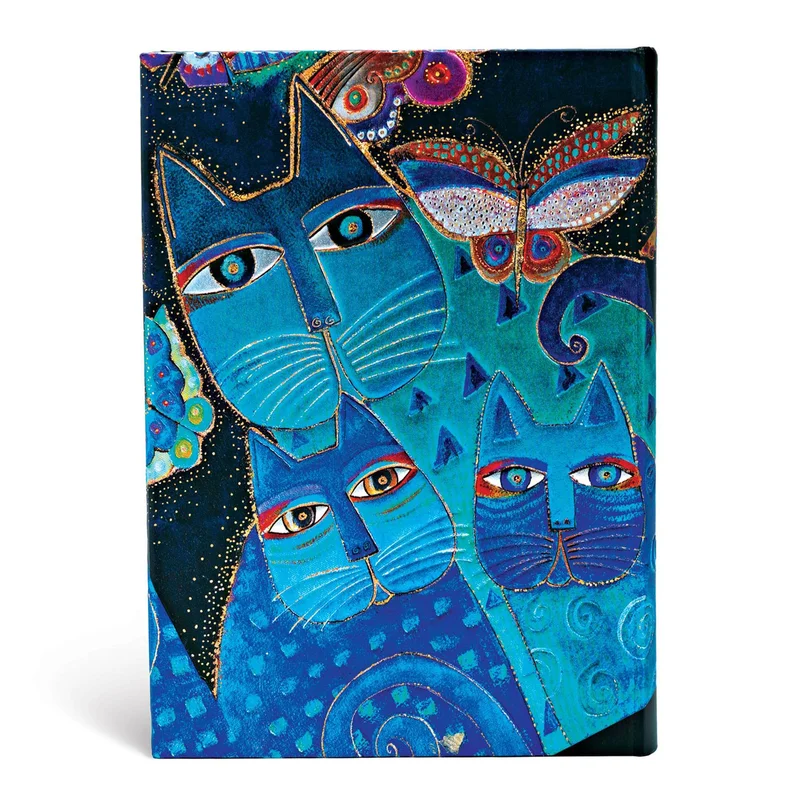 Paperblanks Notebook Blue Cats and Butterflies, Midi, hardcover, 80 sheets