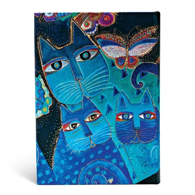 Paperblanks Notebook Blue Cats and Butterflies, Midi, hardcover, 80 sheets