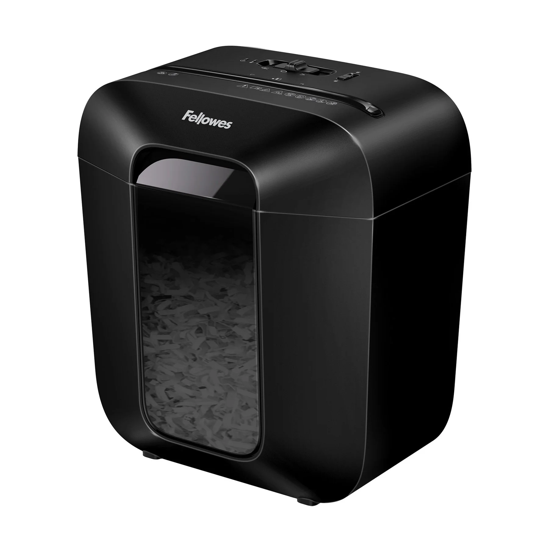Шредер за унищожаване на документи Fellowes Powershred LX25, P-4, Cross-Cut, черен, обем на коша 11 L, време за работа 3 мин