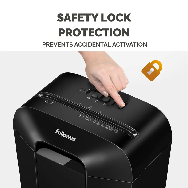 Шредер за унищожаване на документи Fellowes Powershred LX25M, P-4, Mini-Cut, 11.5 L, черен, време за почивка 30 мин