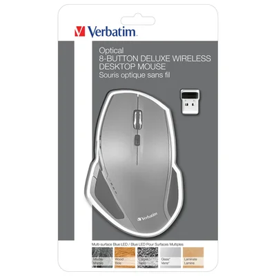 Mouse Verbatim Blue Led, ergonomic, wireless, 8 buttons, USB