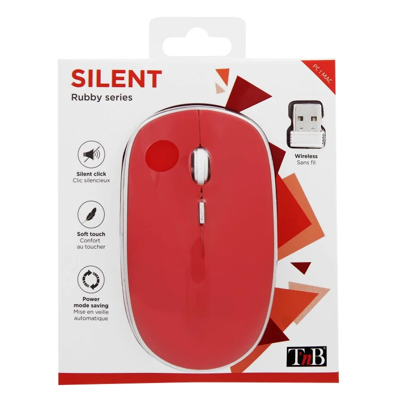 Mouse TNB Rubby 2, wireless, USB, 3 buttons, red