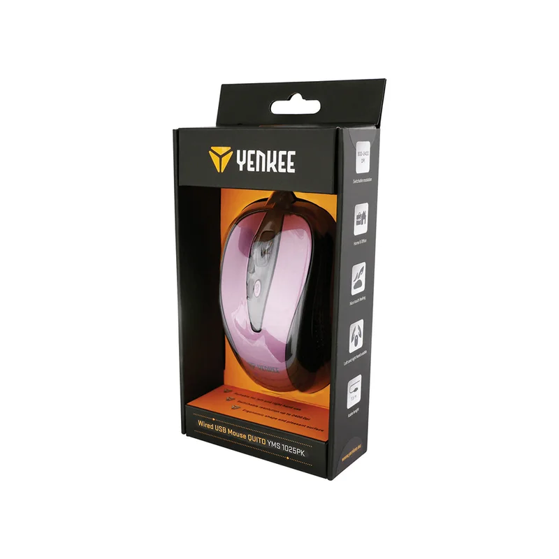 Mouse Yenkee 1025PK, optical, USB, 2400 dpi, with cable, pink