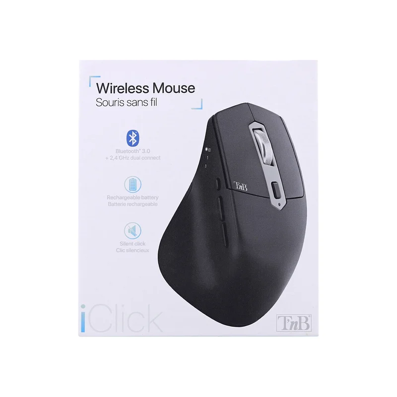 Mouse TNB iClick, wireless, Bluetooth, USB Type-C, 7 buttons, black
