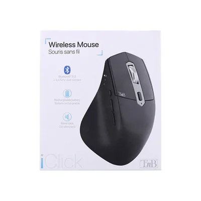 Mouse TNB iClick, wireless, Bluetooth, USB Type-C, 7 buttons, black